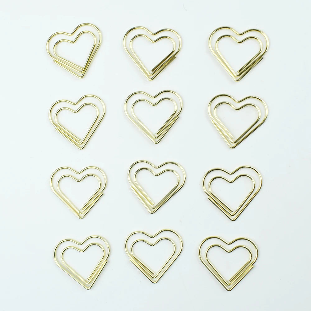 12-Piece Set Heart Paper Clips Colorful Binder for Love Notes Journaling DIY Craft School Supplies Office Organizing Party Favor