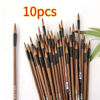 10PCS Traditional Chinese Writing Brush White Clouds Writing Pen Calligraphy Supplies Bamboo Wolf's Hair Writing Brush