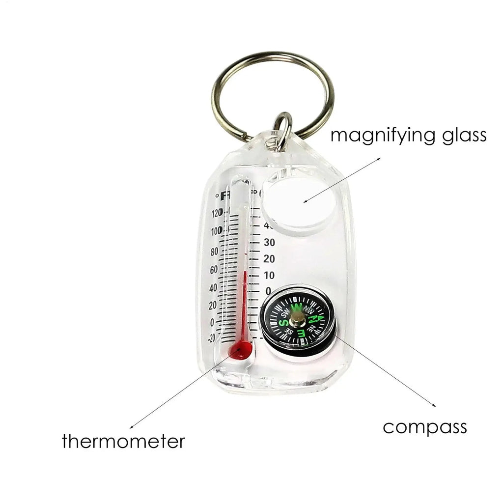 1pc Multifunction Mini Keychain Camping Compass Thermometer Outdoor Climbing Temperature Tester Survival Guiding Compass Tool