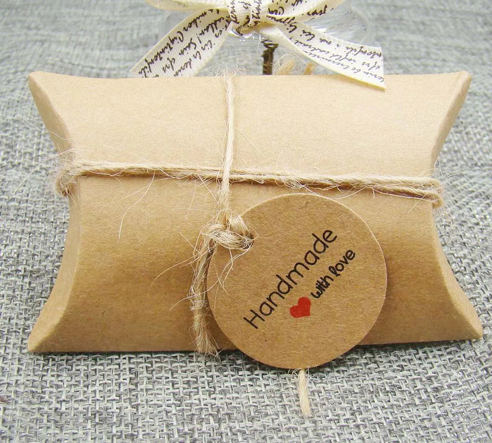 various paper gift hang tag 100pcs per lot thank you kraft gift packing tag handmade with love products price tag