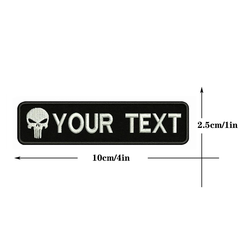 1PC 10cmX2.5cm Custom Name number Patch Stripes Badge Hook Loop dog paw dog footprints skull Punisher Telephone