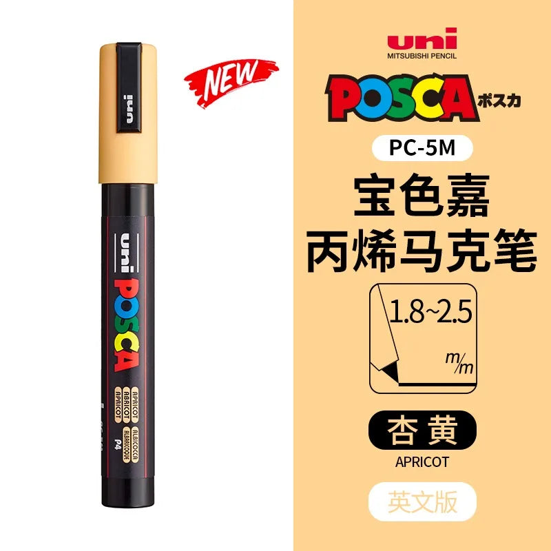 uni POSCA POP Water-Based Marker,Assorted Colors PC-1M/3M/5M 0.7~2.5mm Tips Professional Acrylic Paint Pen for Artists&Designers