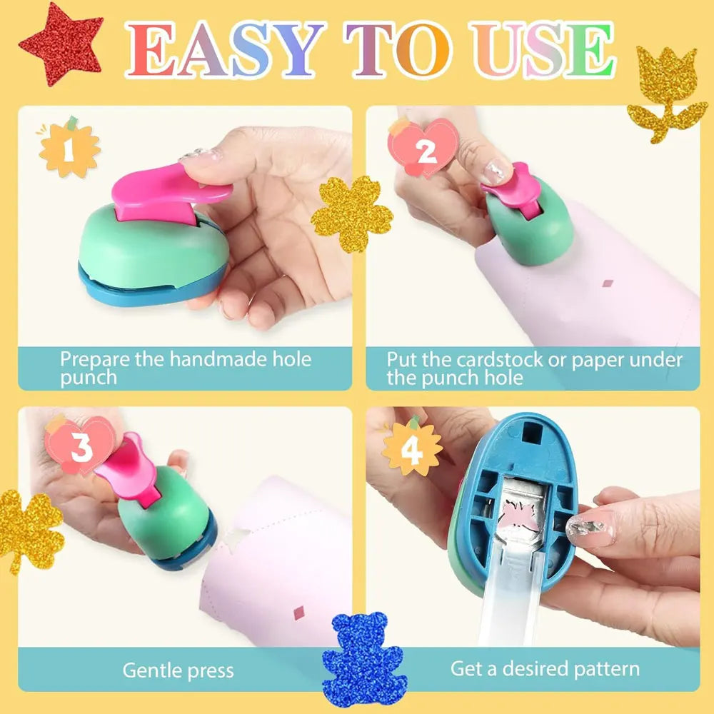 An 8-Piece Creative Hole Punch Set Perfect for DIY Scrapbooking and Birthday Cards. Fixed Patterns and Random Colors Available.