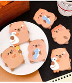 4 books 240 pages Capibala self-adhesive sticky notes for students, cute messages, white sticky notes, capybara office logs