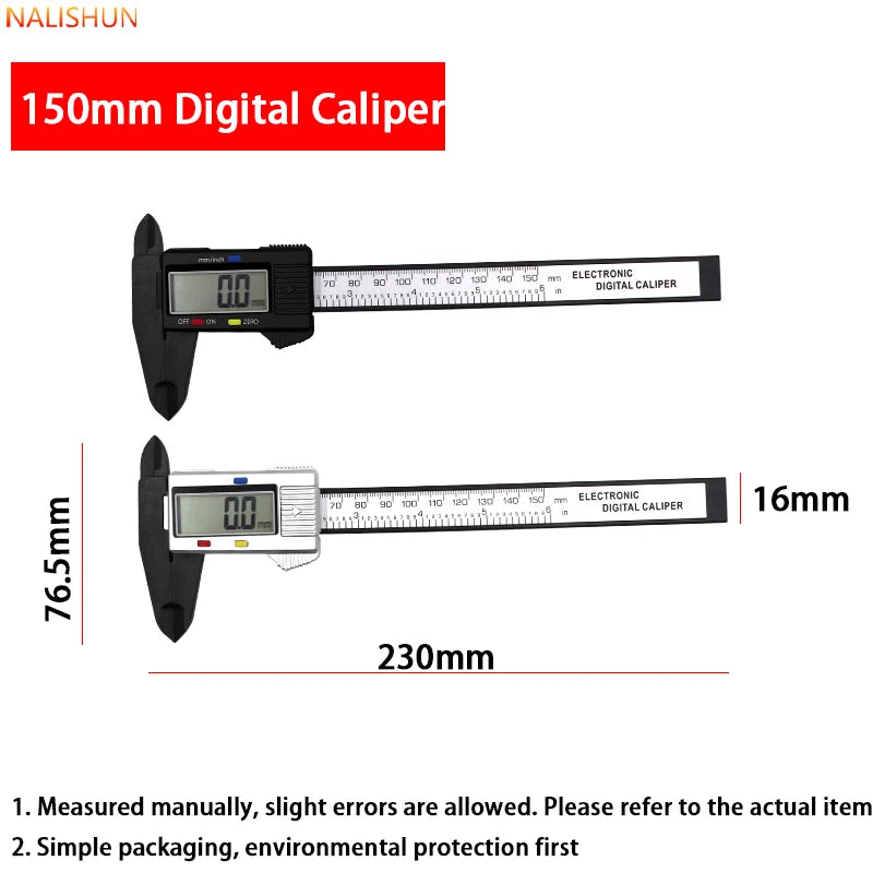 0-100mm/0-150mm Carbon Fiber Digital Caliper 0.01mm High Precision, Electronic Vernier Measuring Large LCD Screen Inch/mm
