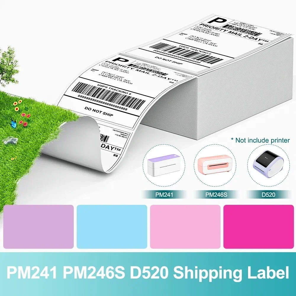 Phomemo 241BT 246S Thermal Label Printer Paper 100x150mm Fan-Fold Labels Shipping Supplies for Package Adress Business