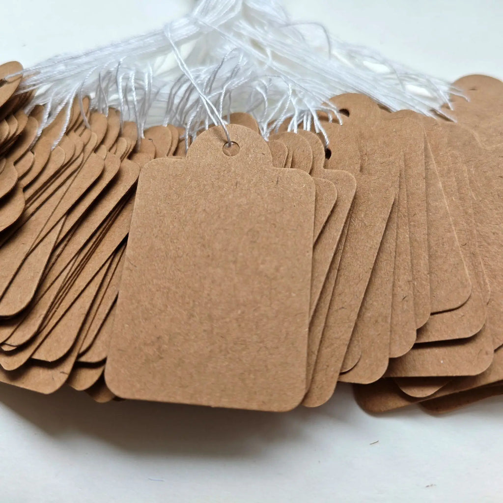 New Price Tag 100Pcs Brown Kraft String Blanks Wedding Favour Price Label Paper Pricing Tags With Rope 22x13mm