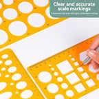 1/4Pcs Circle Template Measurement Geometry Ruler Circular Oval Drawing Template Drafting Ruler Office School Scale Drawing Tool