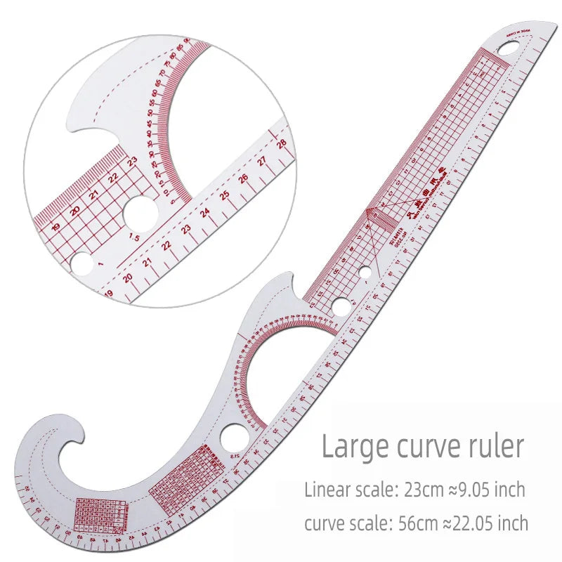 Empire sewing ruler and French curve, used for pattern making drafting, transparent plastic fashion designer ruler pieces assemb