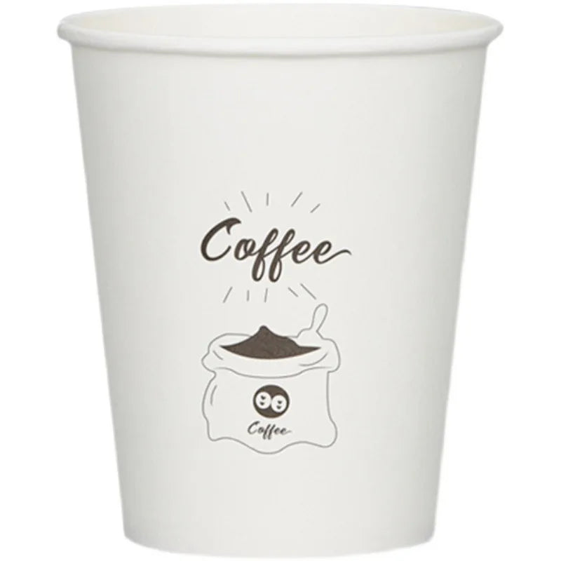 50pcs Disposable Cartoon Cute Cups White Thicken Durable Cups for Hot and Cold Drinks Household Party Office Coffee Cup