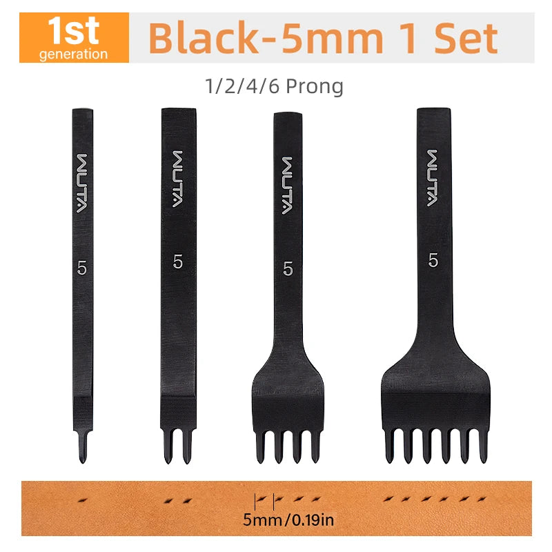 WUTA 1Set 4pcs Basic Leather Chisel Tool Diamond Pricking Iron Hole Punch Stitching Leather Craft tools 3/4/5/6mm 1-2-4-6 teeth