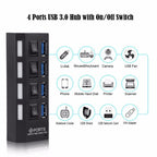 Multi Ports USB HUB 3.0 4/7 Ports Portable Super Speed 5Gbps Multiple USB Port Expander with Switches Power Adapter For PC