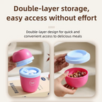 Double Layer Overnight Oats Container with Lids and Spoons Seal Breakfast Cup Milk Cup PP Large Capacity