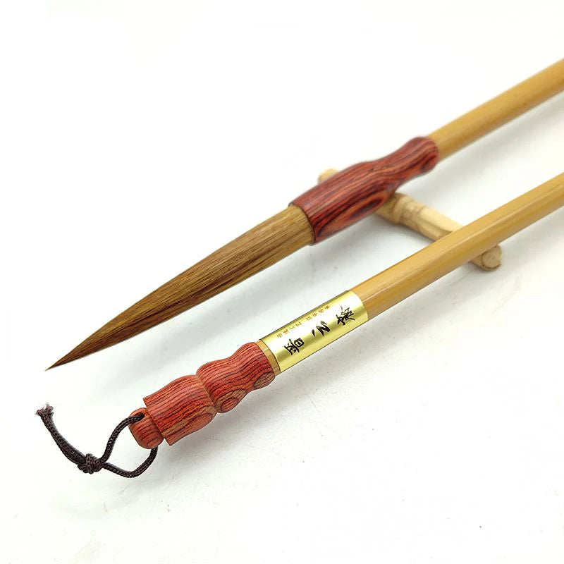 2pcs Long Hair Calligraphic Brush Set Weasel Hair Chinese Writing Brush for Cursive Script Caoshu Chinese Traditional Paintbrush