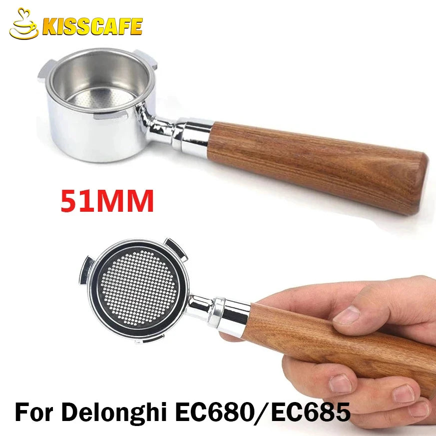 51MM Coffee Bottomless Portafilter Naked Filter Basket For Delonghi Dedica EC680 EC685 Espresso Maker Accessories Barista Tools
