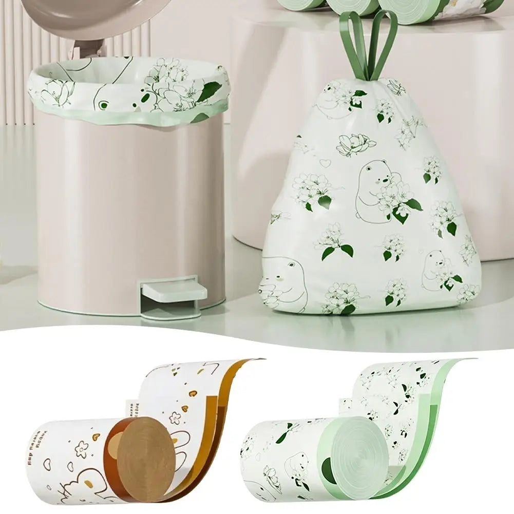 50 100pcs Scented Drawstring Trash Bags Thickened Camellia Fragrance Garbage Bag for Kitchen Odor Control Waste Bag