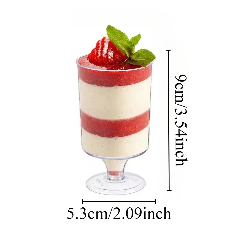 10/20/30pcs Disposable Dessert Cups Round Mouth Plastic Yogurt Mousse Cake For Birthday Party Appetizer Wedding Chocolate Cup