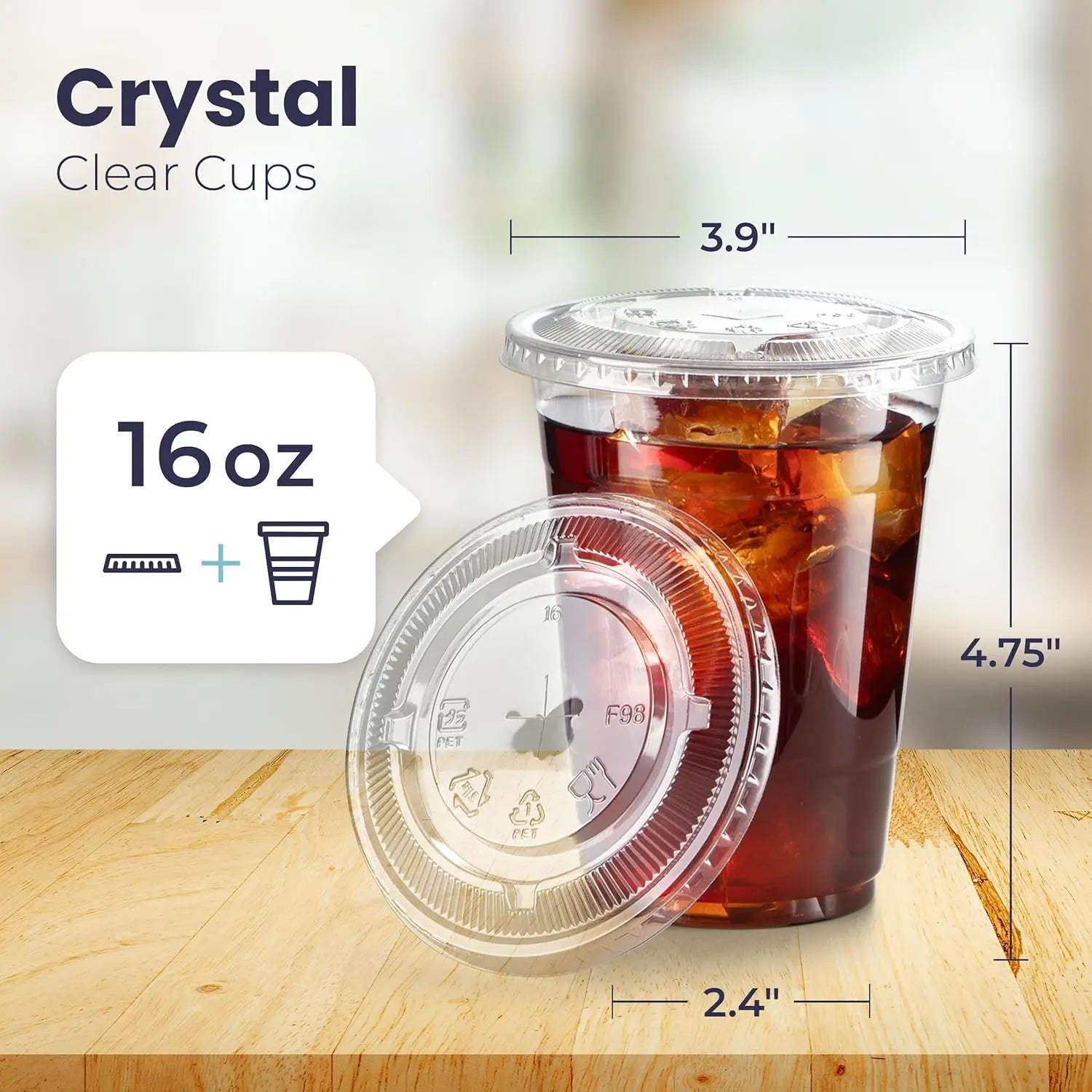 20 Clear Plastic Fruit Cups with Flat Lids PET Disposable Parfait Crystal Cups Suitable for Ice Coffee Juice and Beer Tumblers