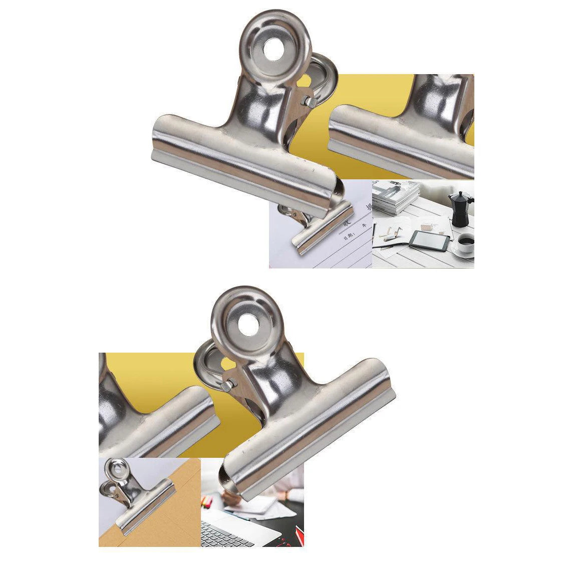 6Pcs Stainless Steel Round Clamps Strong Multi-specification Mountain-shaped Clamps Dovetail Clamps Bill and Document Clamps