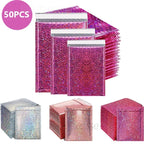 50 Pcs Golden Bubble Mailers Pink Poly Bubble Mailer Self Seal Padded Envelopes Gift Bags Laser Packaging Envelope Bags for Book