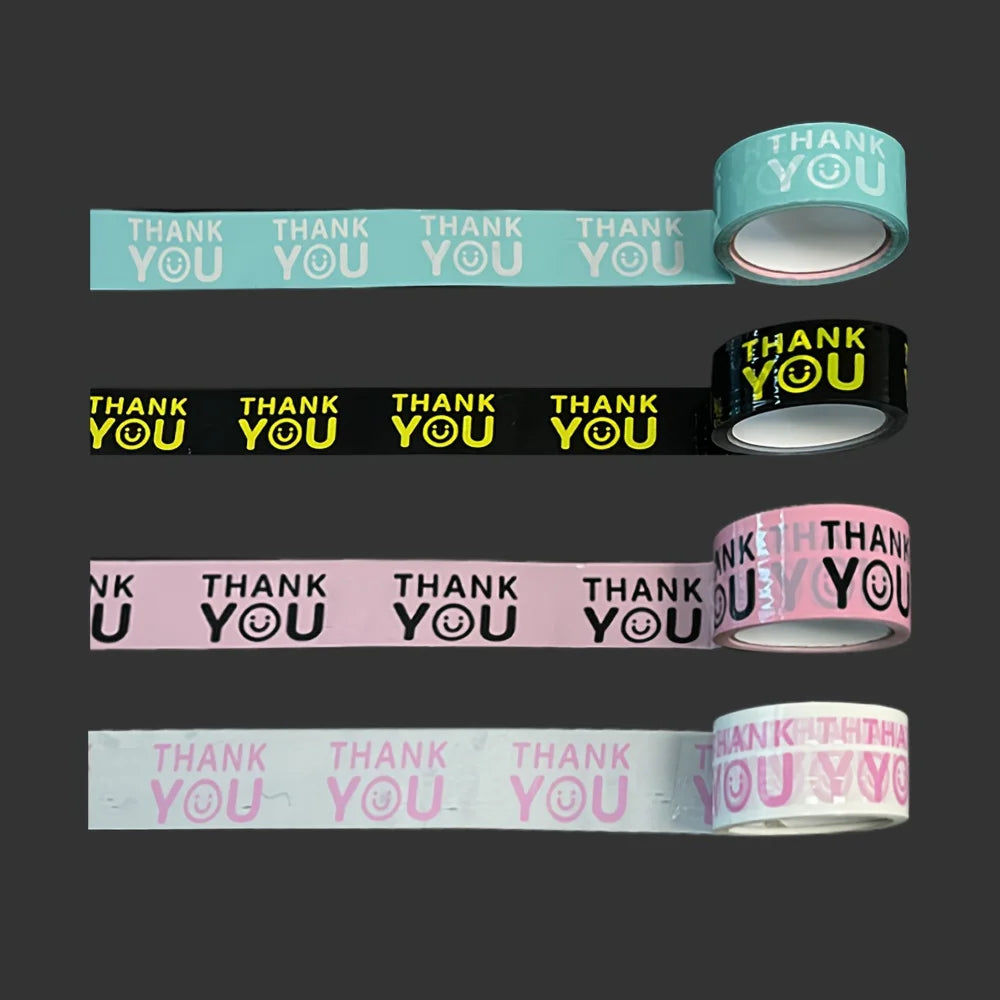 Colorful Smiley Face Thanks Printing Decorative Packaging Tape Express Sealing Gift Packaging Shipping and Packaging