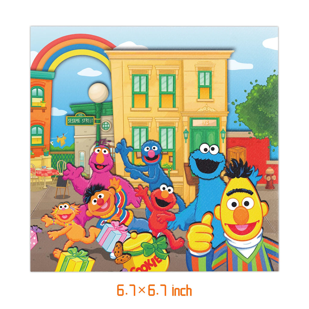 Cartoon SEsame-Streets Birthday Party Set Supplies Kids Disposable Tableware Balloon Cake Topper Banner Plates Decoration