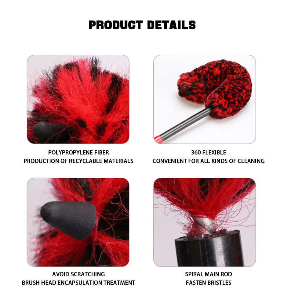 SEAMETAL Car Wheel Detailing Cleaning Brush Woolies Plush Car Rim Tire Wash Brushes Long Handle Bendable Auto Wheel Clean Tools
