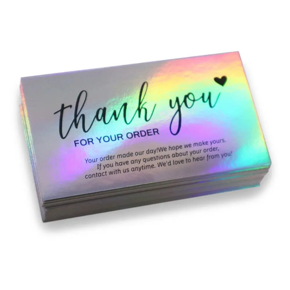 50 Pcs Thank You For Supporting My Small Business Reflective Laser Appreciate Cards Greeting Postcard For Online Retail Shopping