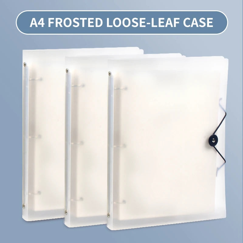 3Pcs Frosted Transparent A4 Loose Leaf Binder 3 Hole Punchless Snap Button File Folder Office School Document Storage Organizer
