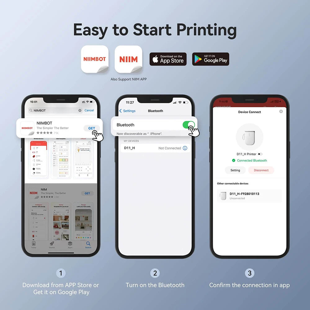 Niimbot D11 Mini Printer Wireless Phone Pocket Thermal Label Maker USB Rechargeable Inkless DIY Name Price Tag Sticker Machine