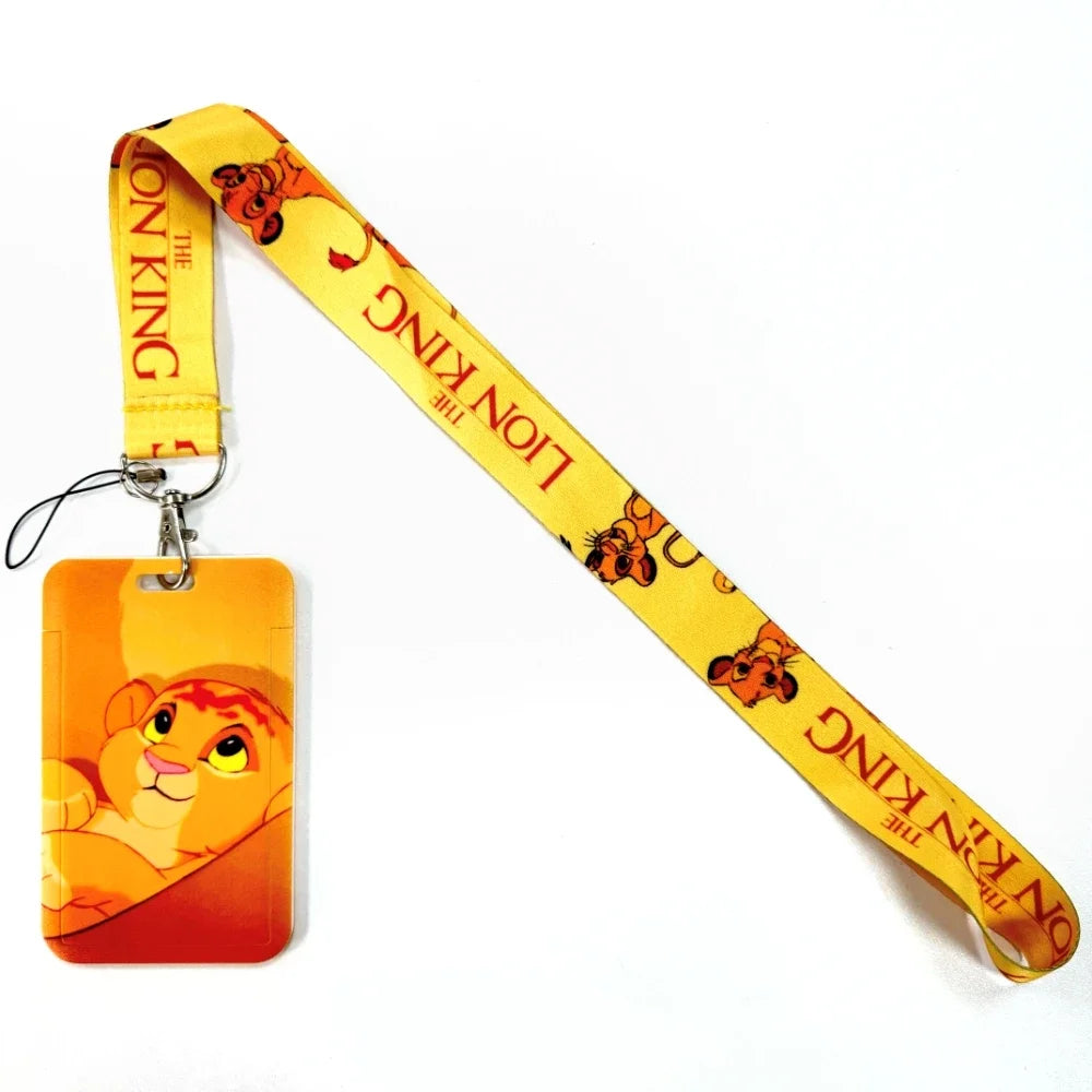 Disney's Credential Holder Mickey Mouse Lanyard Bear Phone Rope ID Card Badge Holder Princess Neck Strap Cartoon Keychain Gift