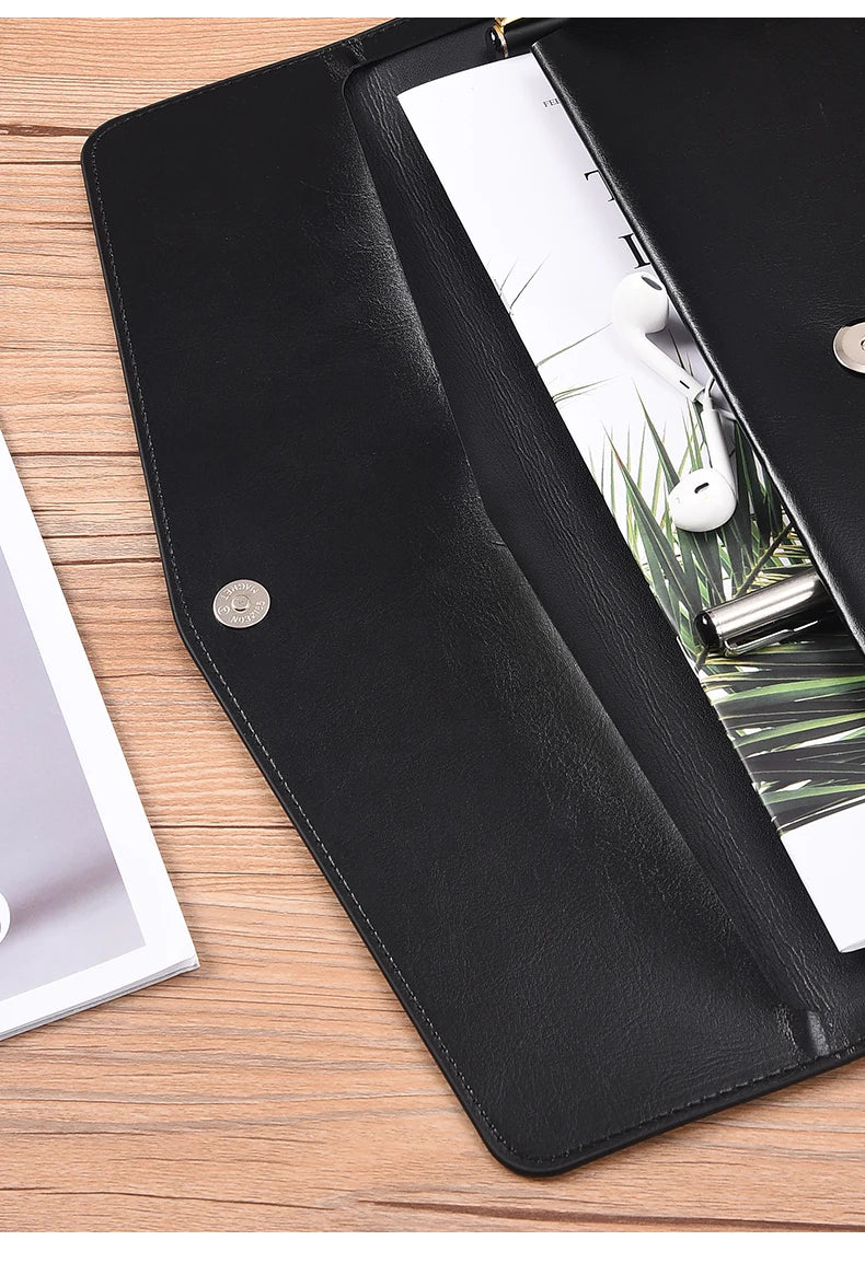 A6 A5 A4 Leather File Folder Data Package Document Bag Fashion Briefcase Data Contract Bill File Bag School Office Supplies