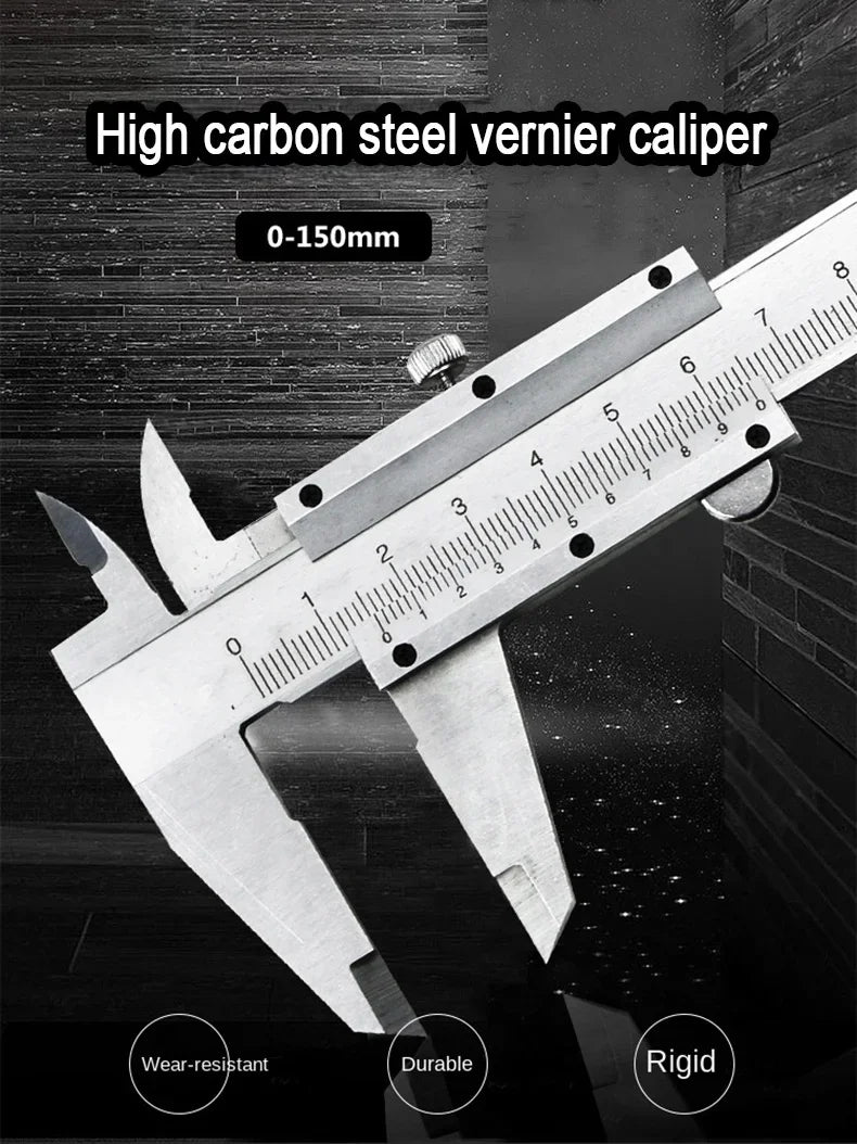 0-150MM Vernier Calipers Steel Gauge Micrometer Measuring Instruments Carpenter Tools Professional Pachymeter Depth Ruler