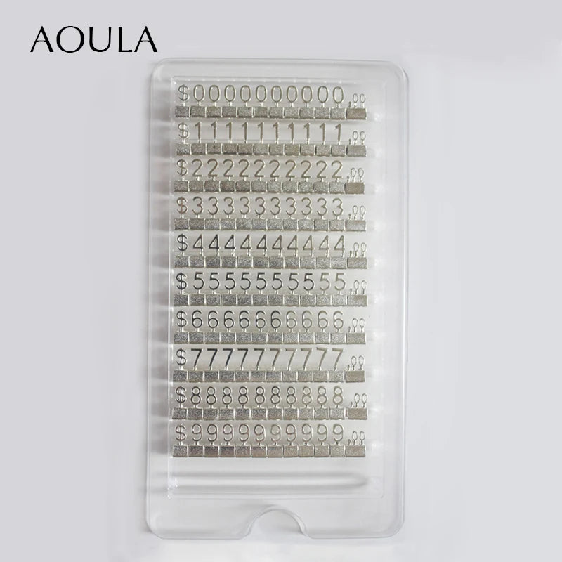 Lot of 10 Metal Mould Assembly Pricing Numbers Stickers Display Tags Digit Cube for Jewelry Shop Counter Price Number Sign Lable