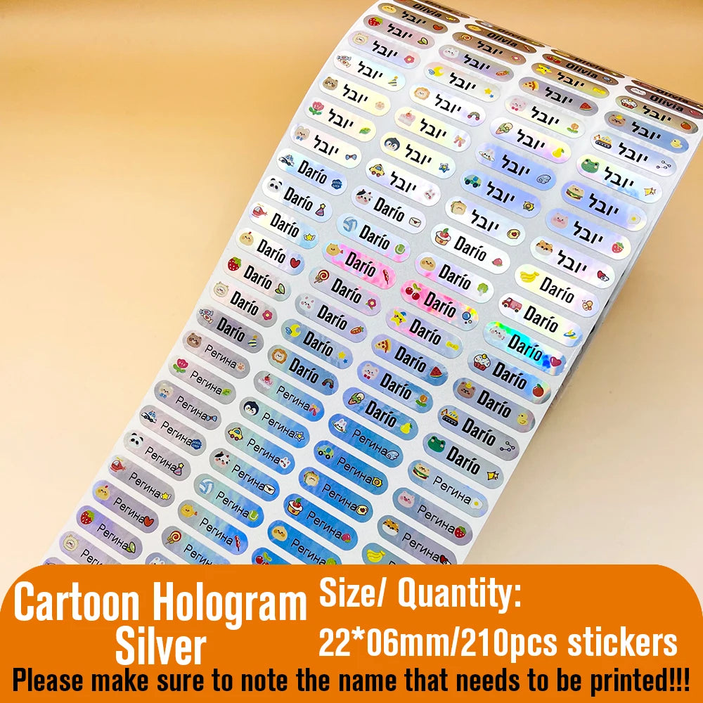 210pcs Custom Waterproof Name Tag Sticker Kawaii Stationery Stickers Decals Personalized First Name Label for Children School