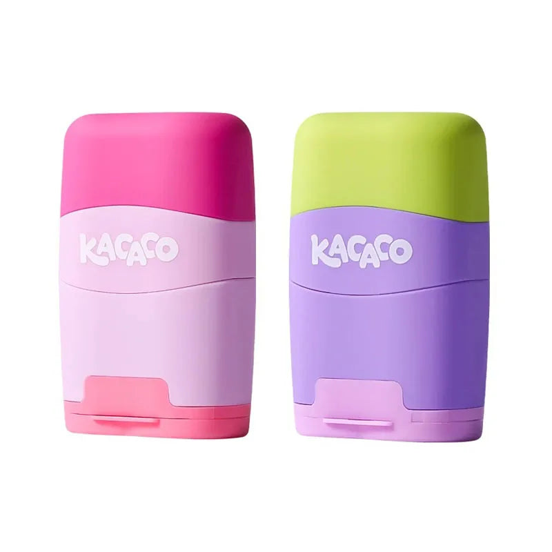 M&G Pencil Sharpener with Eraser Two in One Double Hole Designing Student Pencil Eraser Less Crumbs Clean Replaceable Core