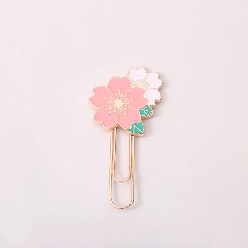 Cherry Blossom Paper Clip Creative Cute Metal Bookmark Clip Exquisite Beautiful Paper Clip Notebook Decoration Stationery
