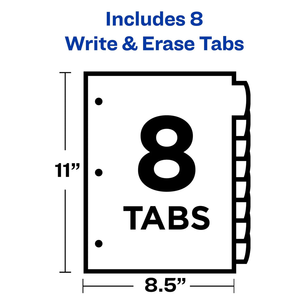 Write And Erase Plastic Binder Dividers With Big Tabs, Bright Multicolor, Durable For School Office Filing