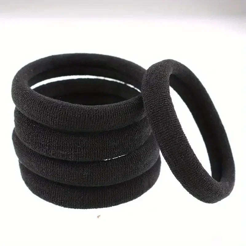10-100pcs New Women High Elasticity Black Headband Hair Accessories Lazy Tie Hair Sturdy and Durable High Ponytail Rubber Band