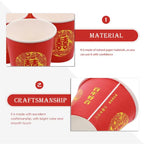 100Pcs Red Double Happiness Paper Cup Chinese-style disposable Festival Tea cup Wedding Banquet Serving drinking cups