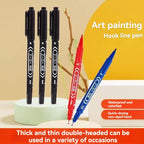 10Pcs/set Double Tip Art Black Blue ink Permanent Paint Marker Pen for Plastic Wood Stone Metal Glass Doodling Marking Graffiti