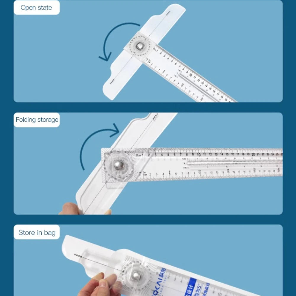 Dual-Sided T Square Ruler Clear Transparent Measurements Straight Ruler 60cm Durable Marking Ruler Tool for Drafting Woodworking