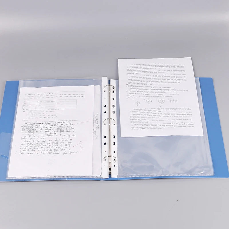 〔R〕A4 3-Ring Binder Folders - Clear & Blue Document Organizers for Office/Study