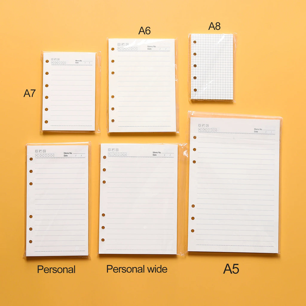 High Quality Ring Binder Notebook A5 Personal A6 A7 A8 Size Insert Refills Loose Leaf Spiral Diary Planner Inner Core 100g Paper