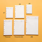 High Quality Ring Binder Notebook A5 Personal A6 A7 A8 Size Insert Refills Loose Leaf Spiral Diary Planner Inner Core 100g Paper