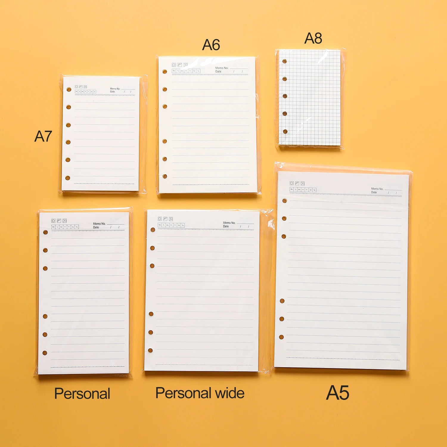 High Quality Ring Binder Notebook A5 Personal A6 A7 A8 Size Insert Refills Loose Leaf Spiral Diary Planner Inner Core 100g Paper