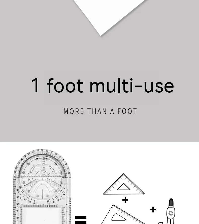 Multifunctional Geometric Function Ruler Set Mathematics Drawing Template Measuring Tool for Art Student School Office Supplies