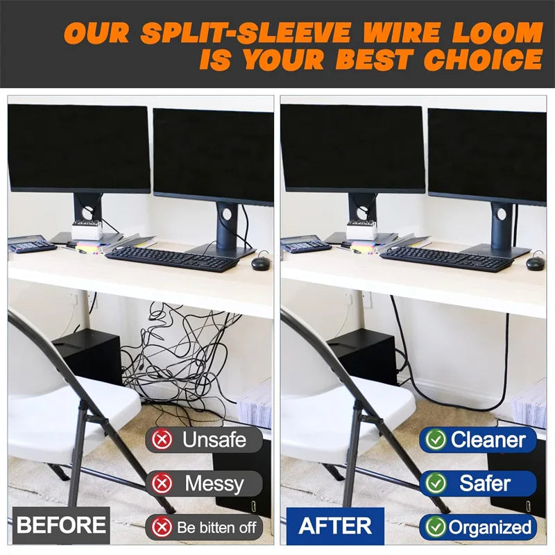 Braided Wire Loom PET Cable Loom Expandable Braided Sleeving Wire Sleeve for TV Computer Home Theater Cable Sleeve 3M/10M