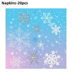 Christmas Snowflake Party Supplies Tableware Set Cups Plates Napkins Tablecloth Blue Purple Snowflake Birthday Decoration Props