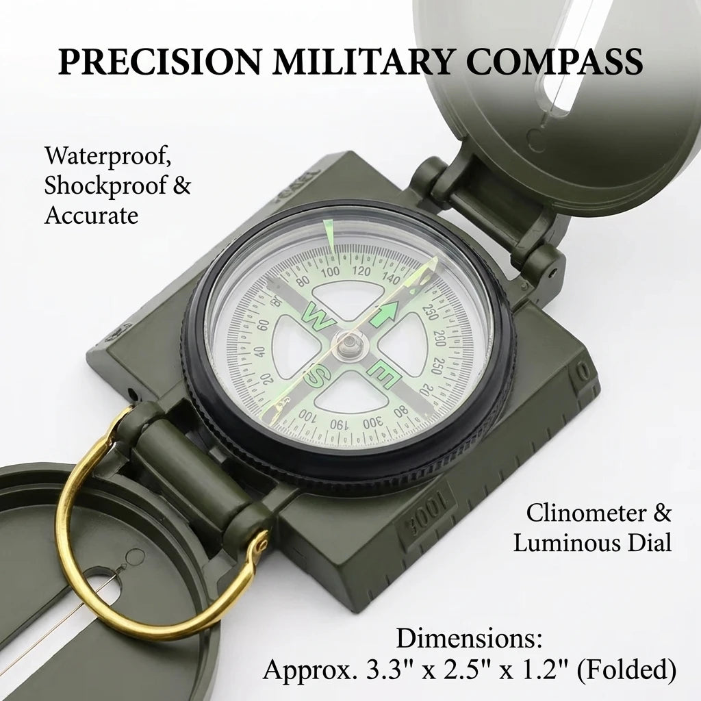 Professional Metal Compass High Precision Waterproof for Outdoor Sports Hiking Mountaineering Military Army Gadget